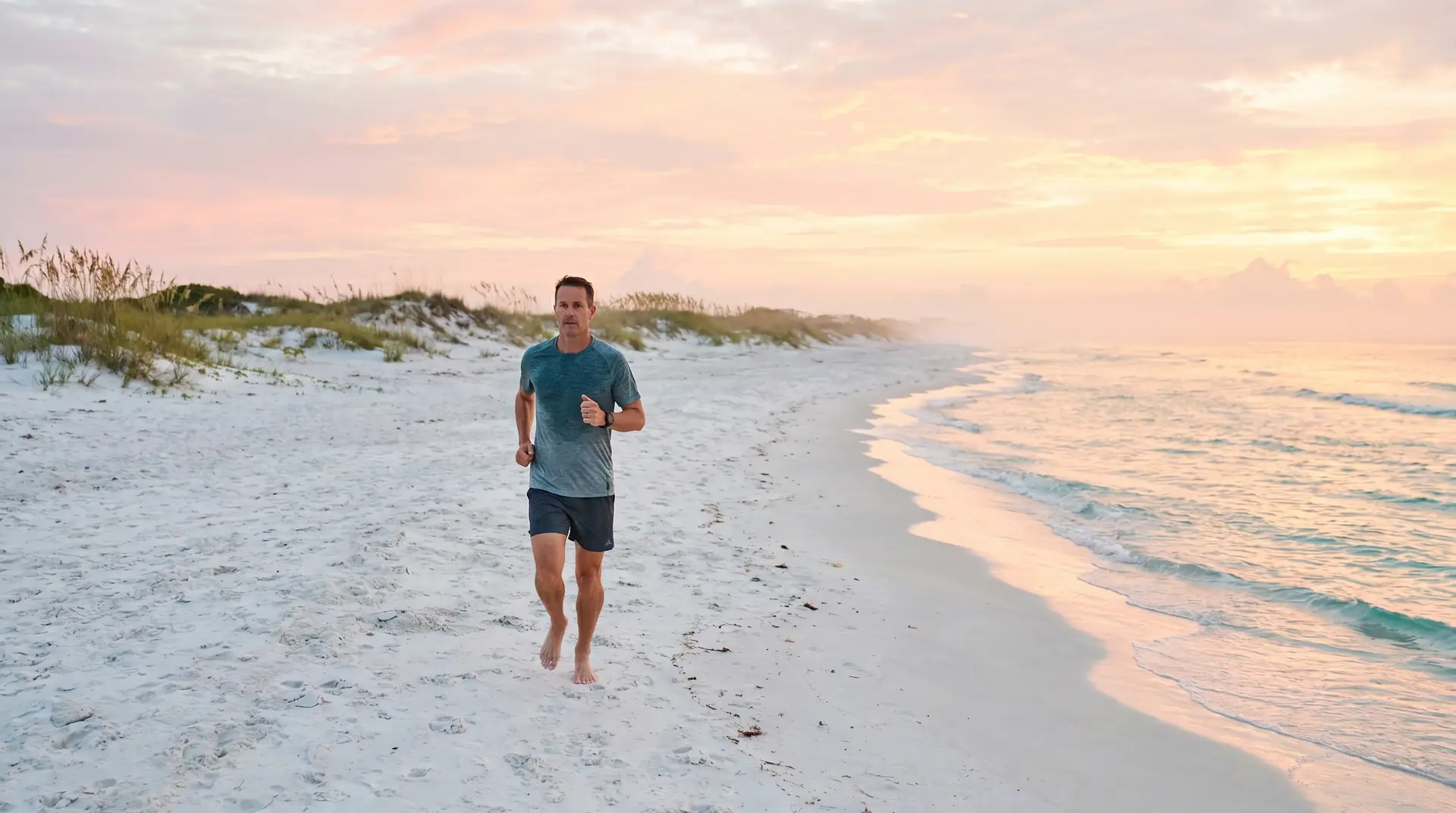 Sun-safe Florida man checking skin for warning signs of skin cancer